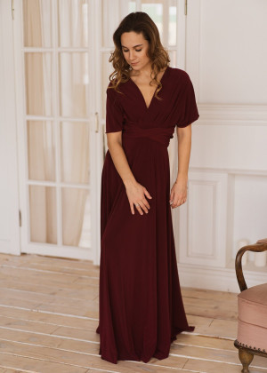 Burgundy Jersey Top Fashion Bridesmaid Dress